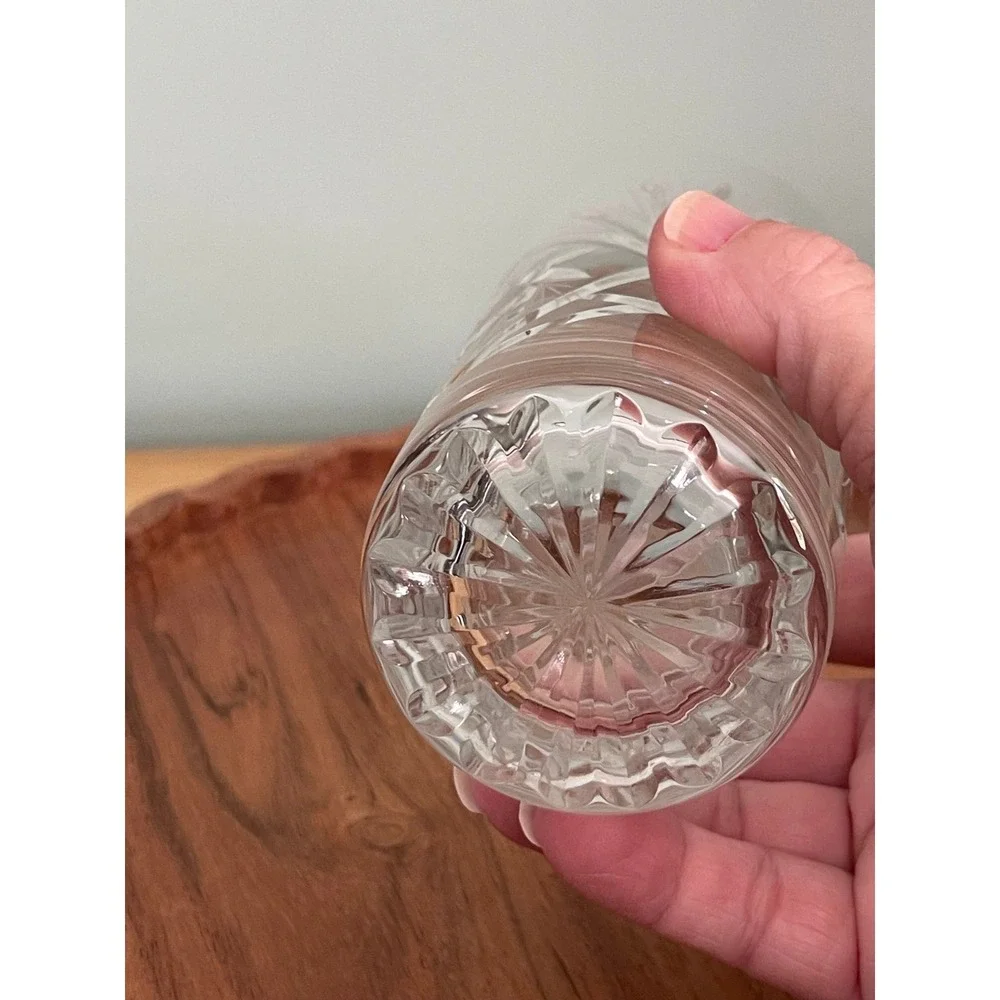 Vintage Cut Crystal Highball Tumbler Pinwheel Star Diamond Set of 2